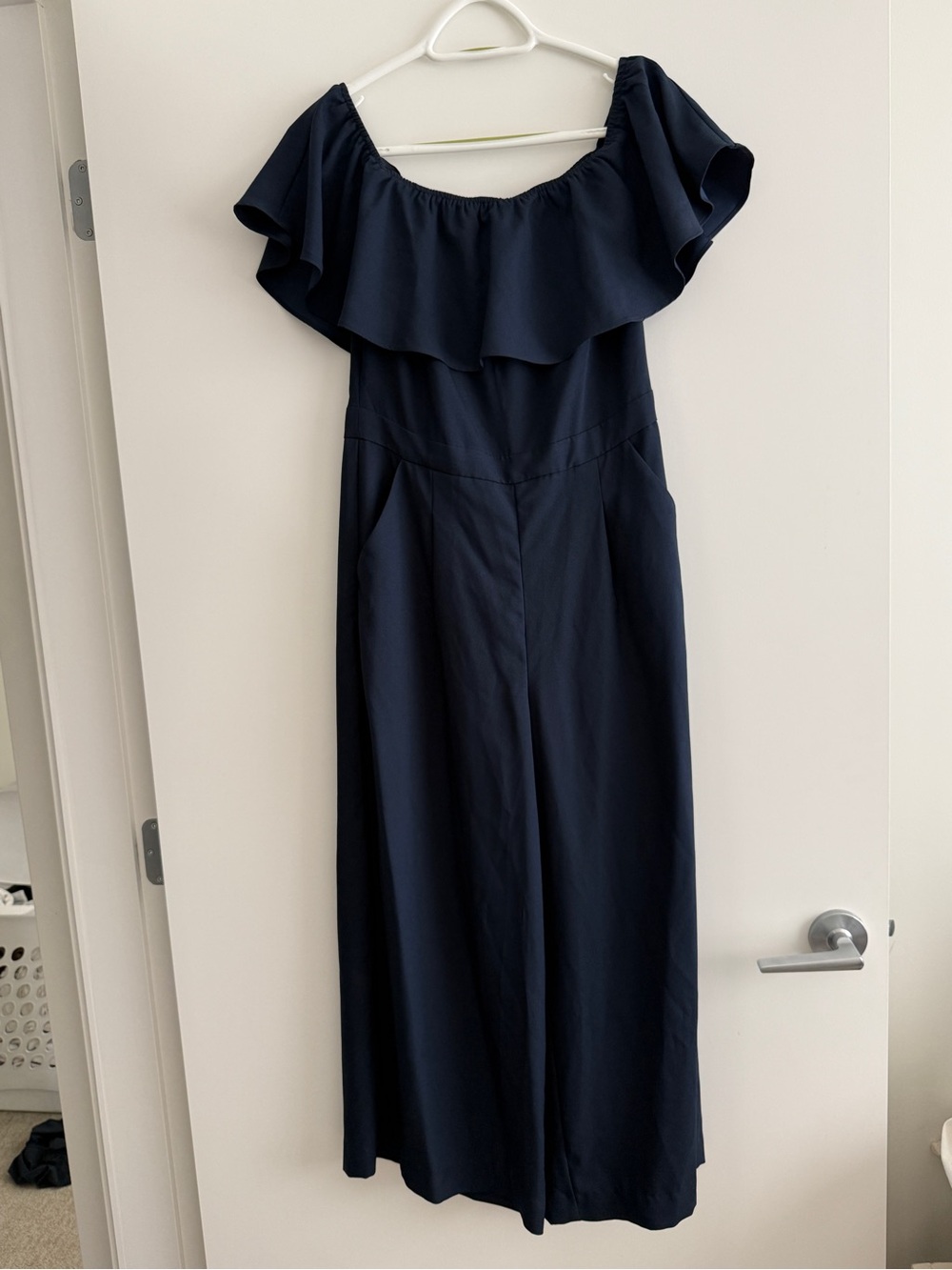 Banana Republic Navy Blue Off-Shoulder Jumpsuit